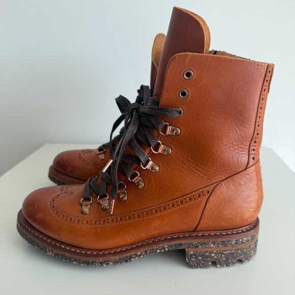 The Office Of Angela Scott Mr. Bernard Boots 40 EU | 10 US Brown Leather Combat - Picture 6 of 16